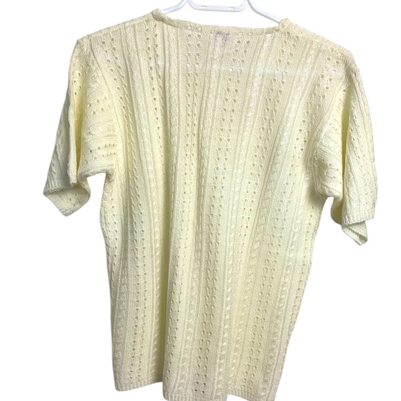 Egyptian NWOT Acrylic Sweater, Ivory, Short Sleeve, Loose Cable Knit,Light - Picture 3 of 11